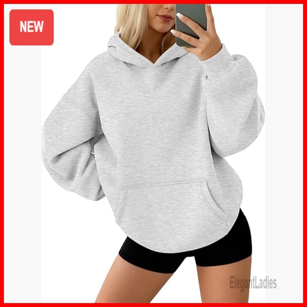 Oversized Fleece Hoodie with Pocket, Drop Shoulder, Loose Fit Pullover